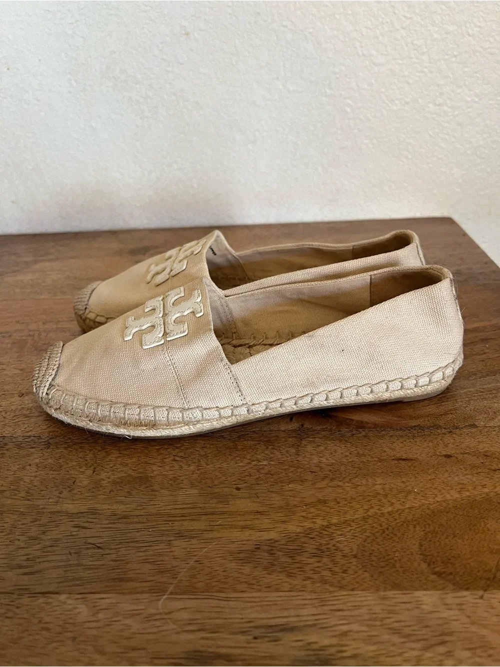 Tory Burch Weston Natural Logo Espadrille Flats Size 6